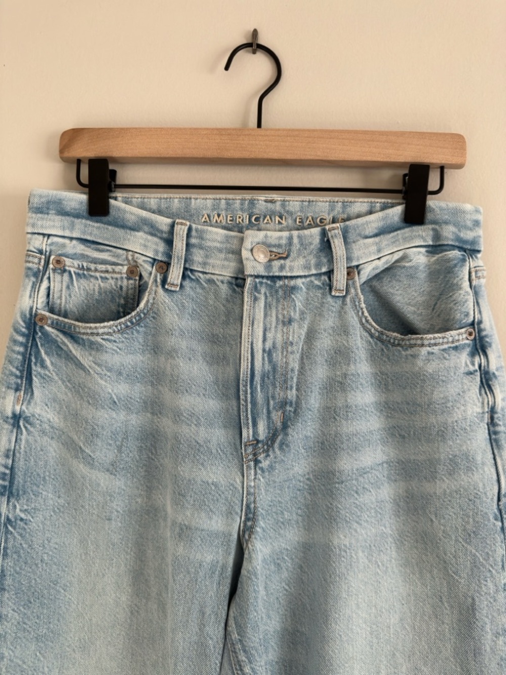 Curvy Super High-Rise Baggy Straight Strigid Long Jeans - American Eagle - Picture 6 of 6